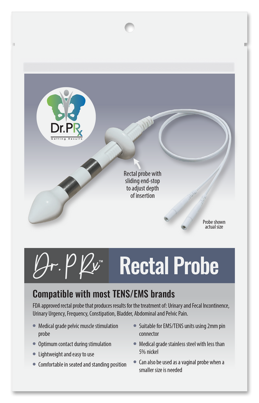 Dr. PRx™ Rectal Probe - Compatible with Most TENS/EMS Brands - Urinary Urgency & Frequency, Prolapse, Bladder and Pelvic Pain, Constipation, Postpartum Dysfunctions
